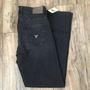 GUESS Men's Regular Straight Mason Jeans Denim Fading Mid Rise Logo Black 30X32